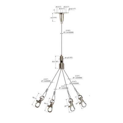 Quattro gambe con la lunghezza YW86022 di Art Cable Hanging System Brass 1000mm della clip dell'aragosta